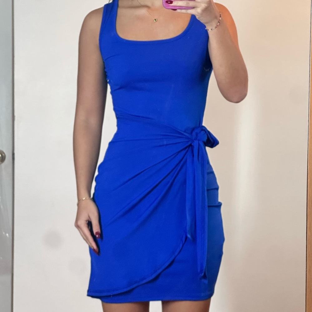 SHEIN Blue Tie Dress S